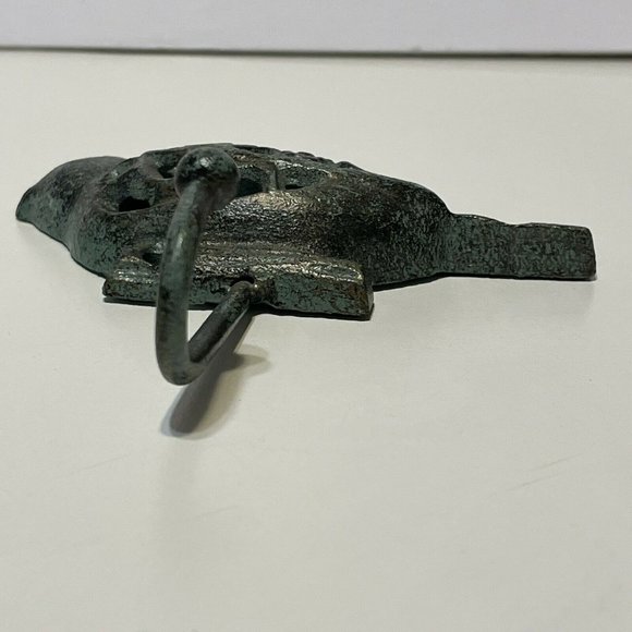 Cast Iron Metal Songbird Bird Bath Towel coat Jacket Hooks (2) Patina Look - Picture 3 of 8